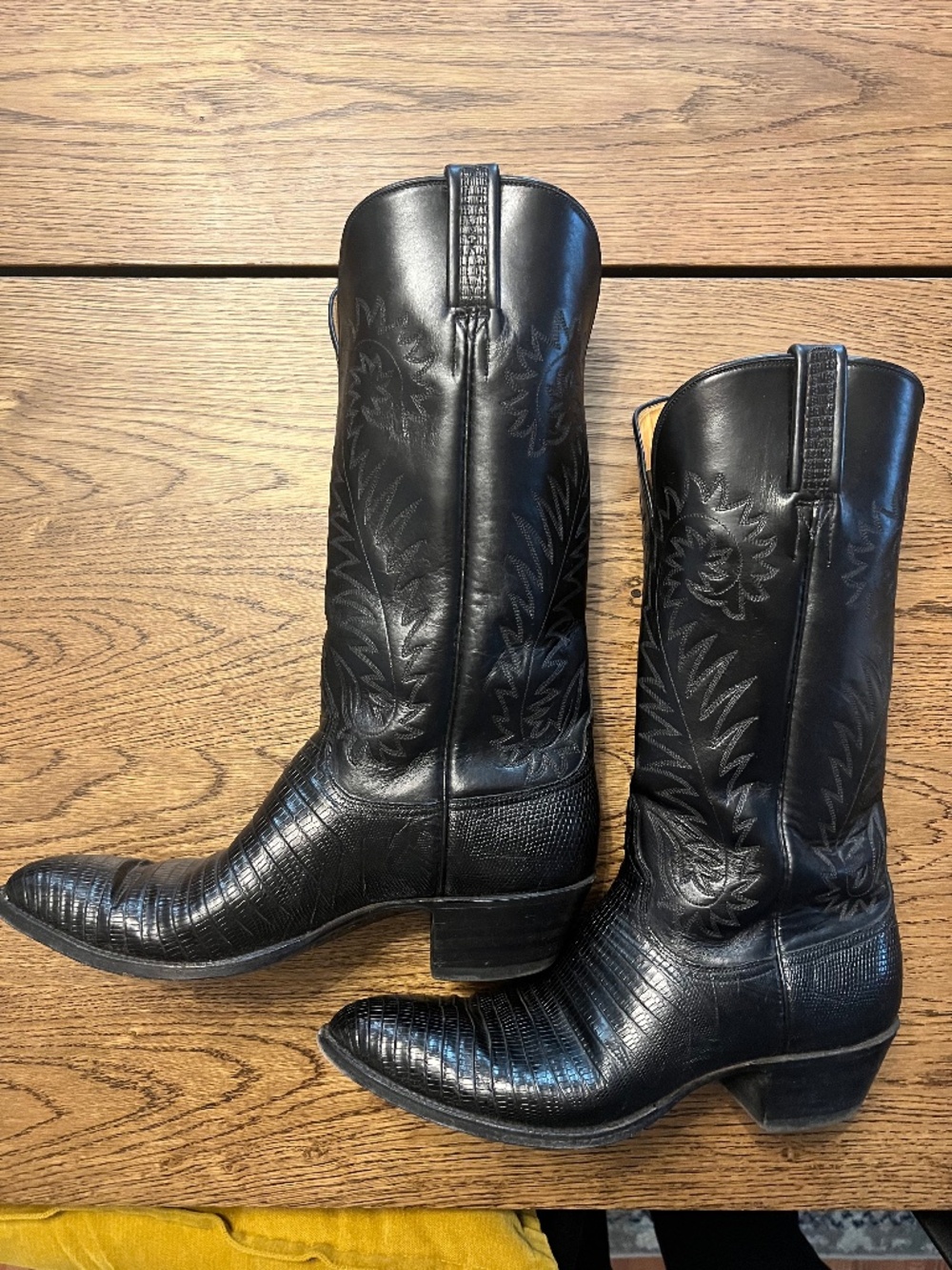 Vintage Lucchese McCreedy & Schreiber Black Lizard Boots Womens size 9.5 B